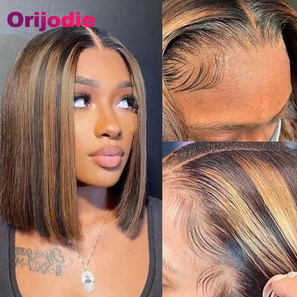 Парики из человеческих волос с прямыми черными бобами на сетке 13 х4 180%