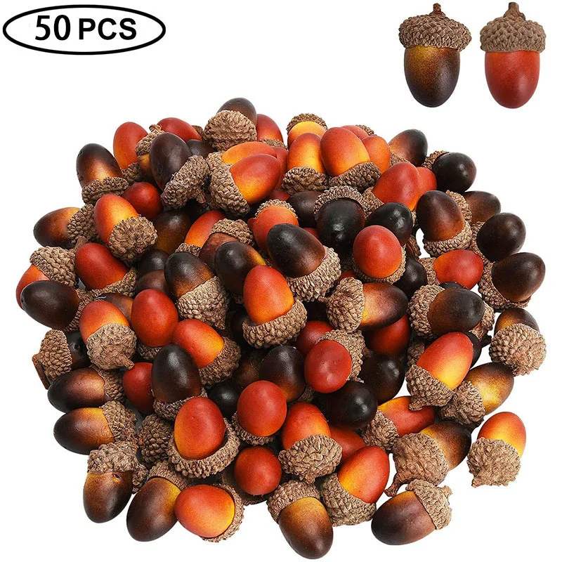 

50pcs Mini Foam Pine Cones Home Decor Fake Fruit Photography Props Xmas Tree Ornaments Artificial Acorn Nuts 3cm