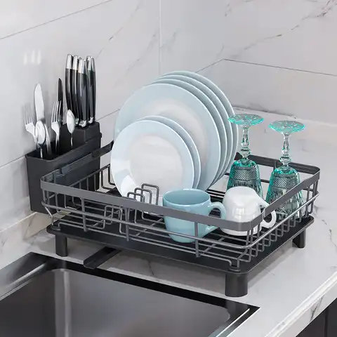 Сушилка для посуды, регулируемая кухонная стойка из нержавеющей стали с держателем для хранения столовых приборов
