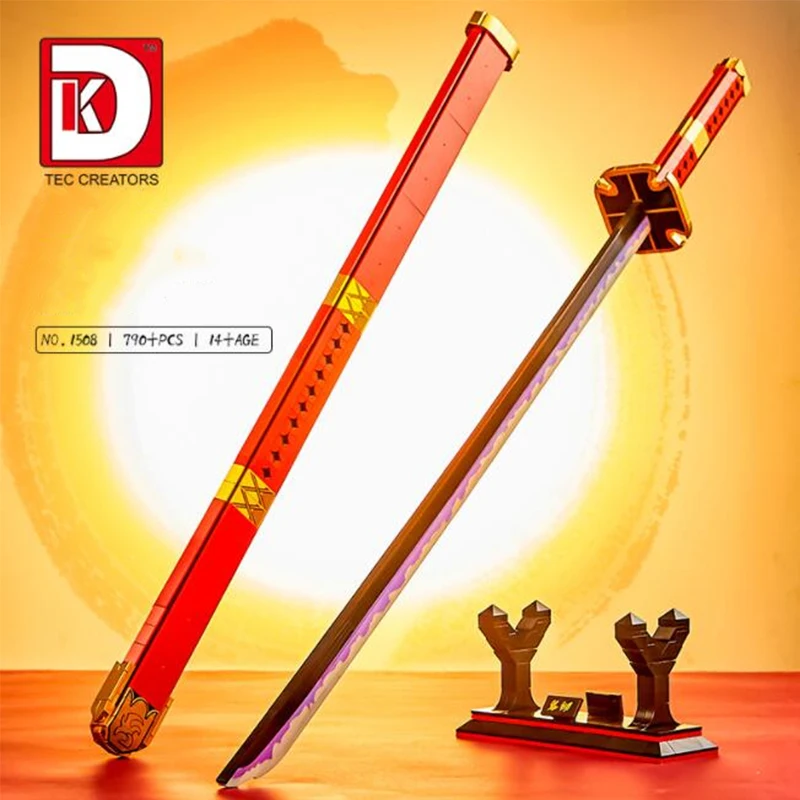 

RED Luminous Samurai Sword Weapon Model Building Blocks Moc Technical Fluorescence Effect Knife Bricks Toys For Kids Boy