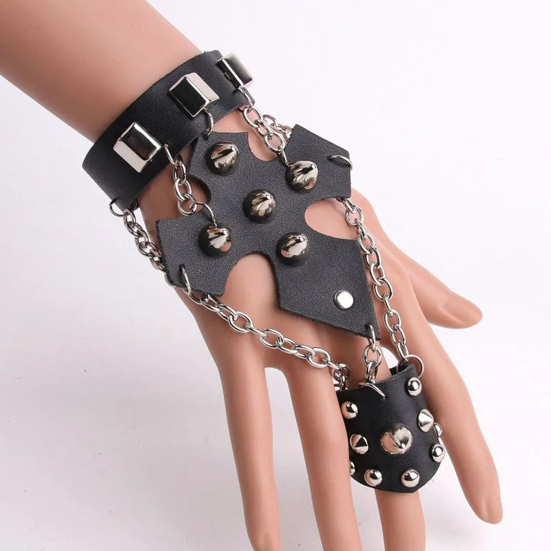 

Популярные индивидуальные кожаные перчатки с заклепками, кожаные безделушки для захвата кольца