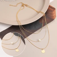 1pc elegant womens necklace 3 layer necklace overlapping wear alloy necklace womens clavicle chain