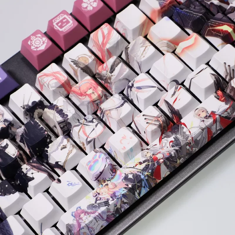 

1 Set PBT 5 Sides Dye Sublimation Keycaps Two Dimensional Anime Gaming Key Caps For Azur Lane Cherry Profile
