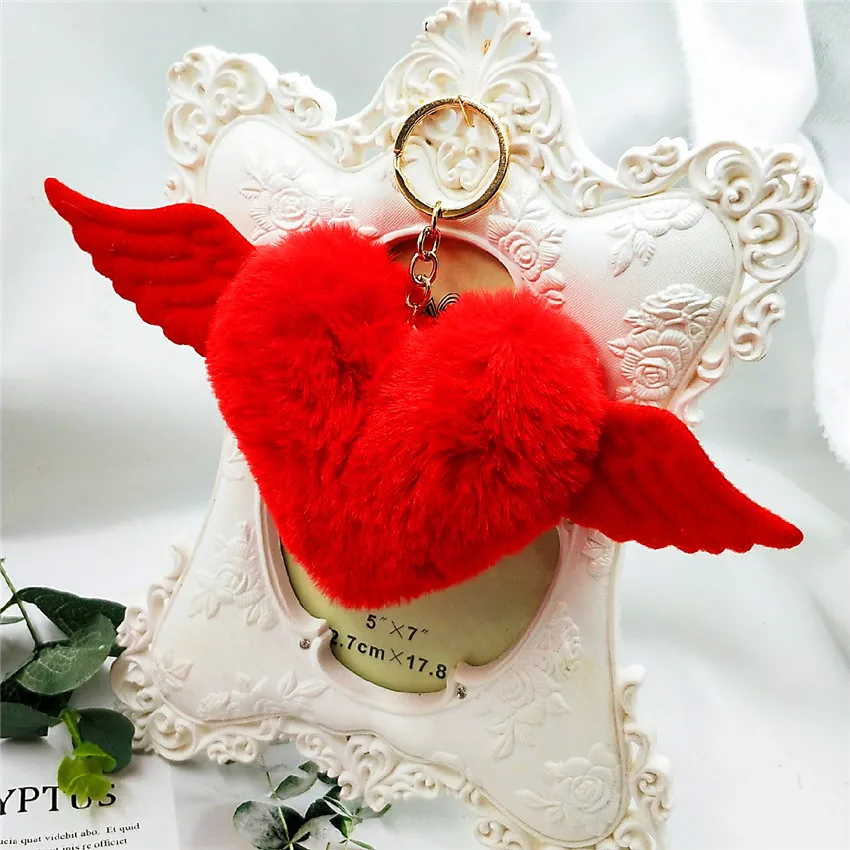 

Creative Cute Plush Peach Heart Keychain Car Bag Pendant Tassel Key Chain Trinket Gift For Children Girl Keyring Accessories