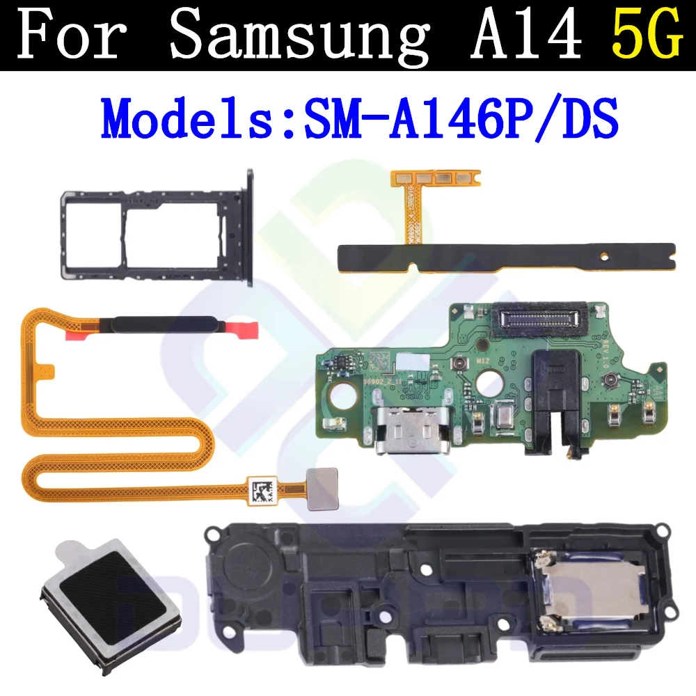 Top Ear Loud Speaker SIM-карта лоток зарядный порт плата для Samsung A14 5G A146P/DS сенсор отпечатков