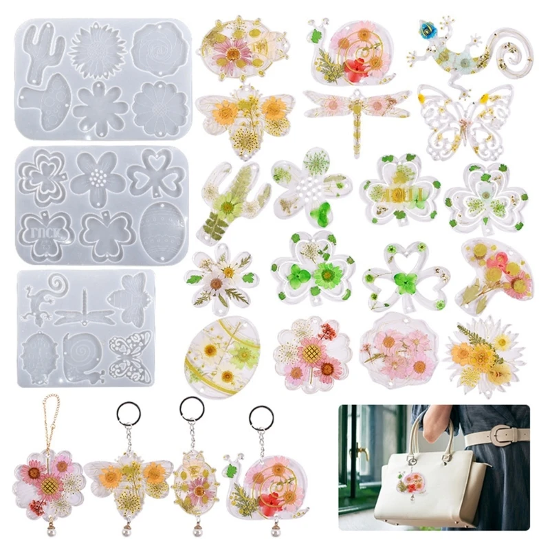 

Silicone Keychain Pendant Mold DIY Jewelry Casting Mold for Earrings Hangtag