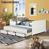 thelivedesks full captain bed frame with twin size trundle and 3 drawersmade by solid wood white and gray
