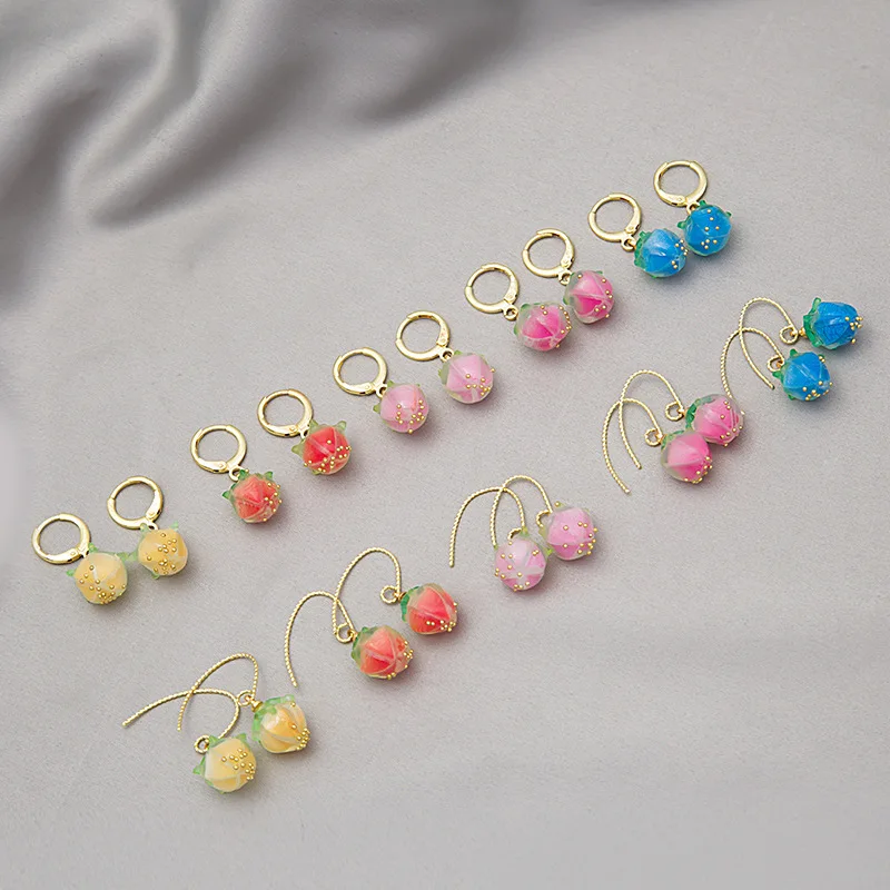1 пара персиковых цветов серьги в Корейском стиле модные женские милые ручной
