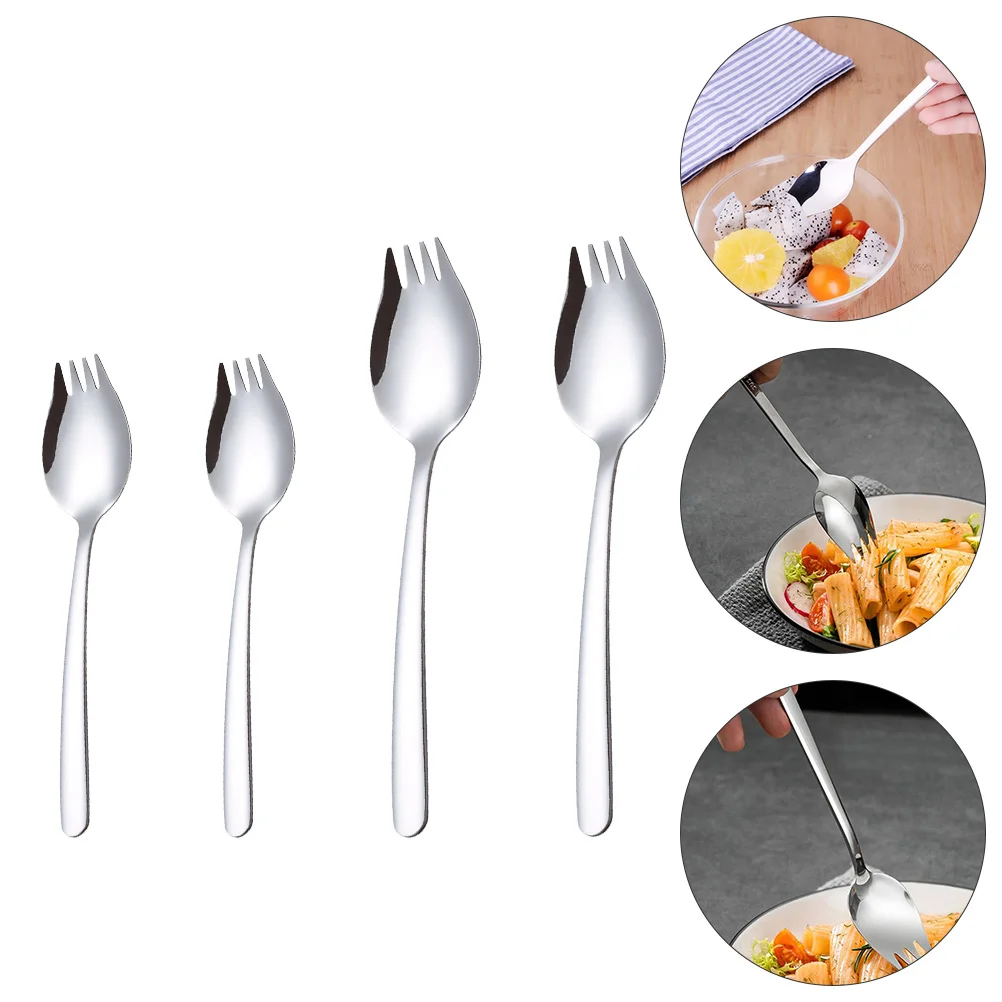 

6 Pcs Practical Ice Cream Sporks Stainless Steel Dessert Sporks (Silver)