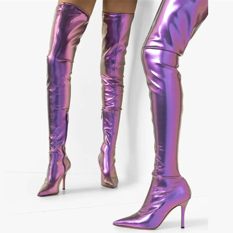 

ENMAYLA Ladies Patent Leather Over The Knee Boots High Heel Sexy High Boot 2022 New Large Size Stiletto Women's Boots Botas
