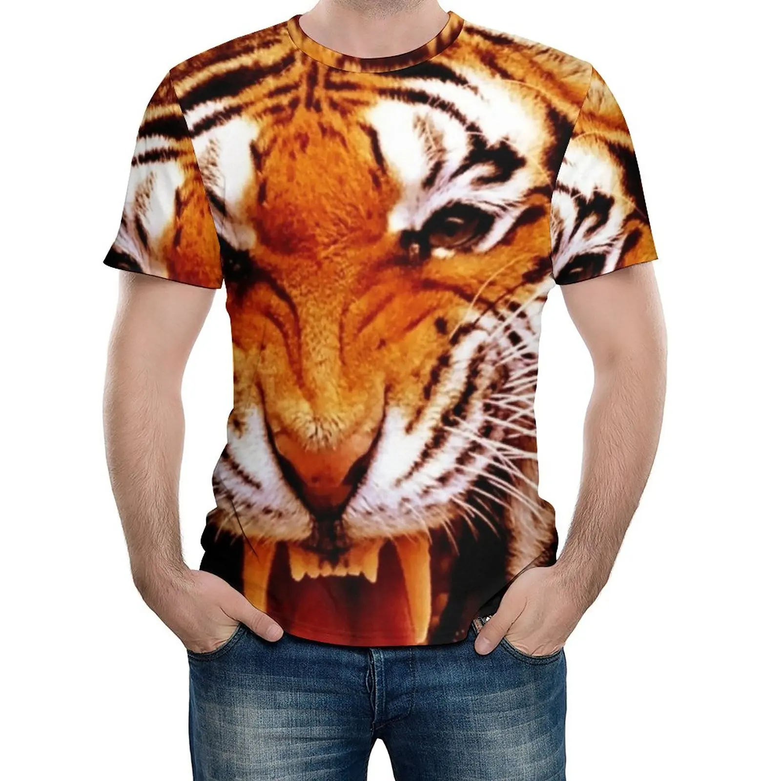 

Футболка в стиле Харадзюку с принтом тигра и пламени, недорогая оригинальная рубашка с коротким рукавом, Топ в стиле эмо, большие размеры
