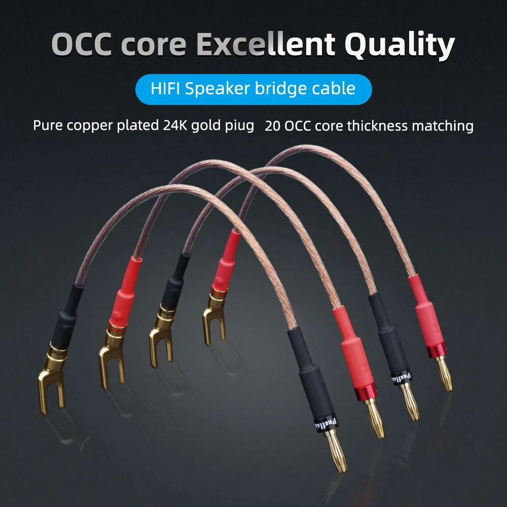 

Preffair 7N OCC Single Crystal Copper Speaker Jumper Cable Over Machine Line Bridge Audio Cable With Banana Y Spade Plug