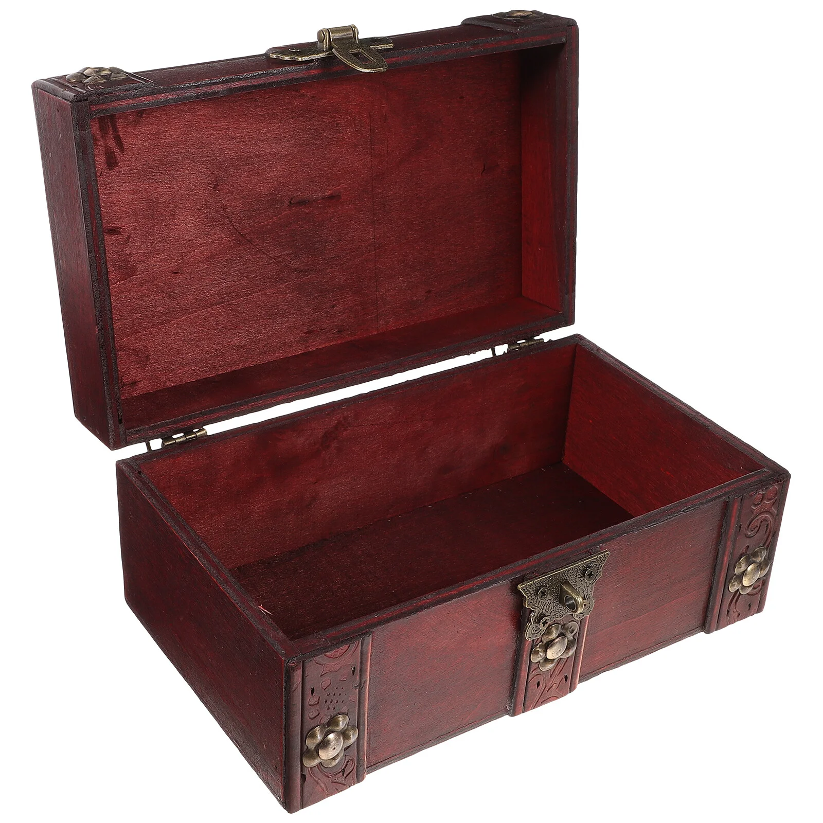 

Makeup Box Vintage Jewelry Case Small Trinket Container Wooden Treasure Retro Souvenir