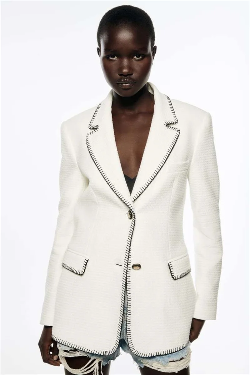 

Женский однобортный Блейзер, белый женский костюм, 1 шт., модная офисная одежда для вечерние НКИ и выпускного вечера