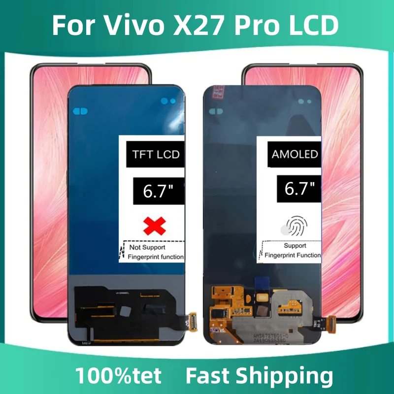 

ЖК-дисплей 6,7 дюйма для Vivo X27 Pro V1836T V1836A V1838T, дисплей с сенсорной панелью, дигитайзер в сборе, замена для Vivo X27 Pro LCD
