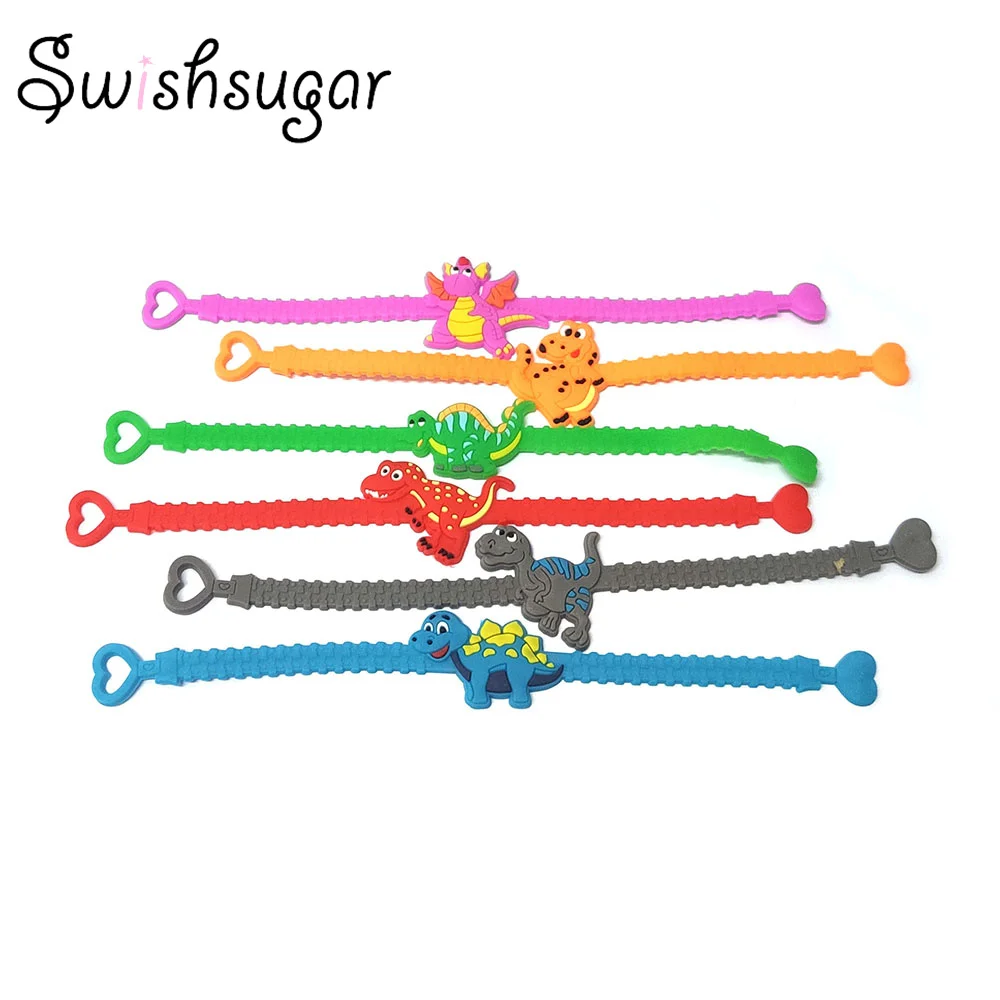 

10pcs Dinosaur Rubber Bangle Cute Animal Bracelet Birthday Easter Holiday Party Kids Children Girl Boys Wristband Gift Favor