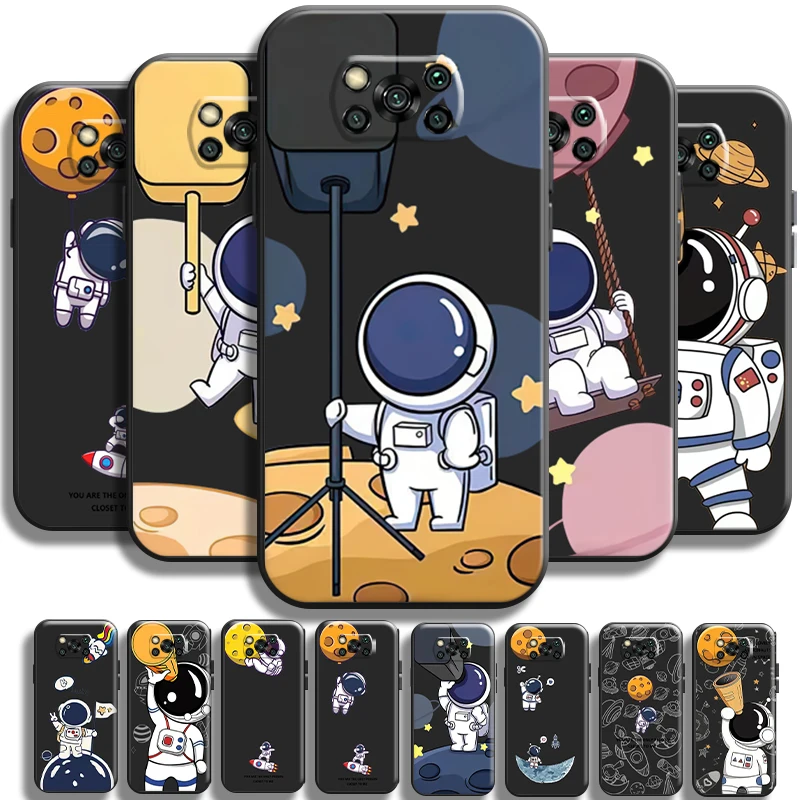 

Astronaut Telescope For Xiaomi Poco X3 Pro NFC For POCO X3 GT Phone Case Soft Liquid Silicon Coque Back Carcasa Full Protection