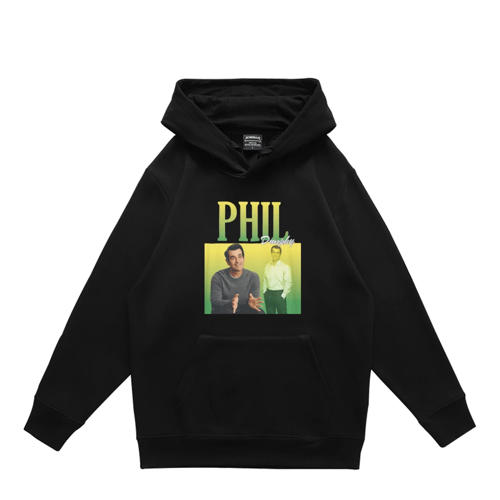 

Phil Dunphy Hoodie Men's Women's TV Show Vintage Graphics Print Sweatshirt Couples Popular Hooded Black Fleece Pullover Hoodies
