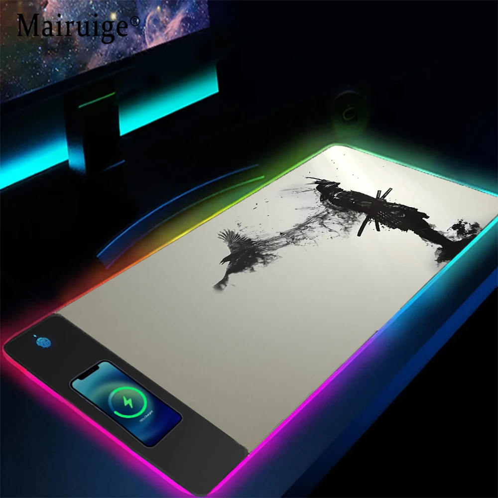 Игровой коврик для мыши Mairuige Xl Беспроводная зарядка Samurai ПК японские гаджеты