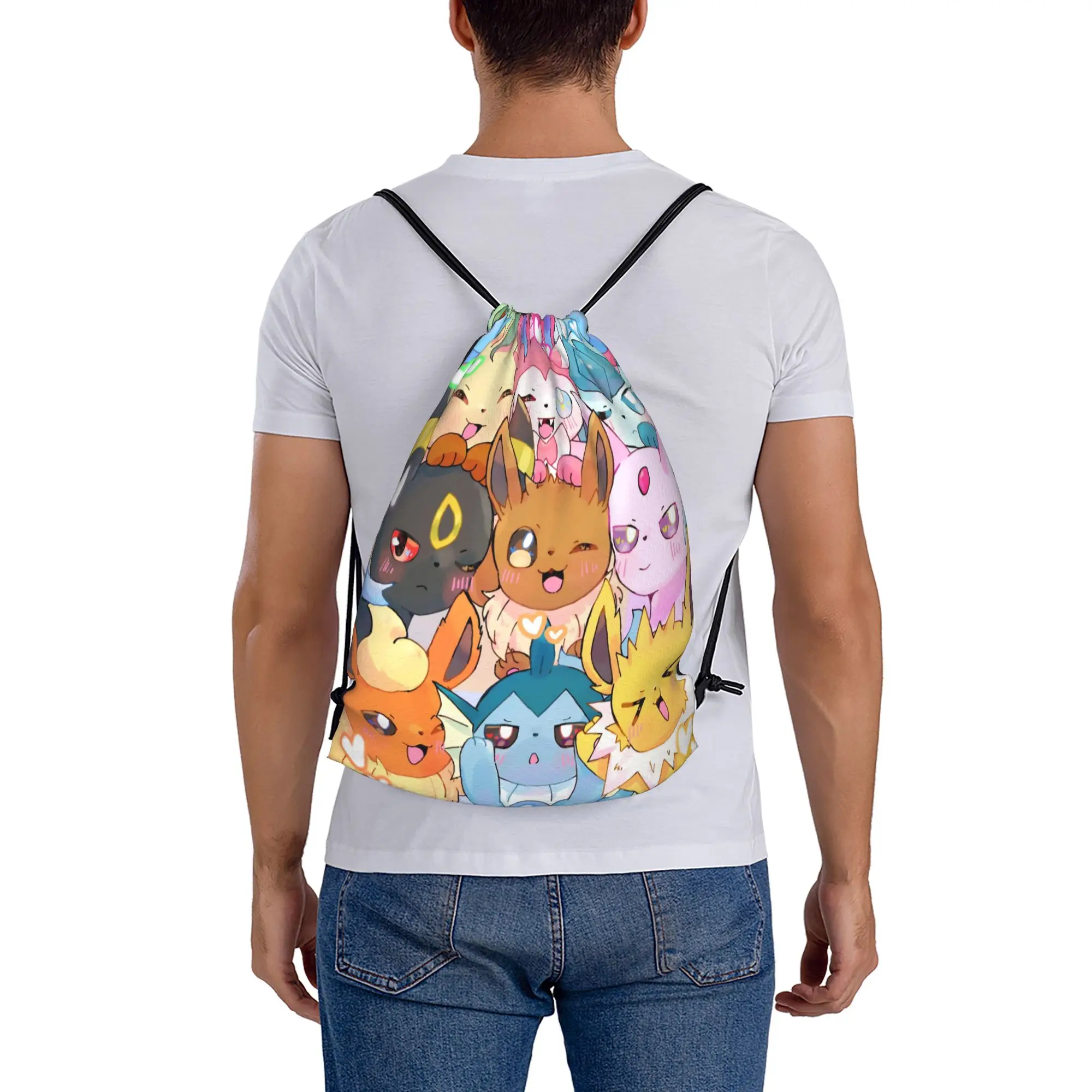 Рюкзак-мешок Eevees Eeveelutions Poke-Mon с милым дизайном, водонепроницаемый, для спортзала и велоспорта, 36 см (Ш) x 43 см (В) (art.: 3920db93d6898) - 3920db93d6898