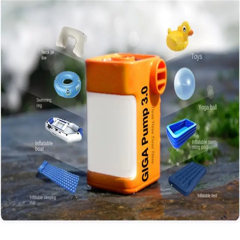 

GIGA Pump 2.0 Mini Air Pump For Mattress Mat Camping Outdoor Portable Electric Inflator Swimming Ring Vacuum Pump with 5 Nozzles