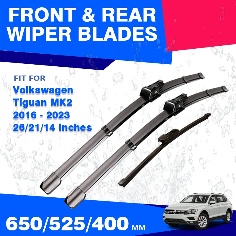 

Front Rear Wiper Blades For Volkswagen VW Tiguan MK2 2017 - 2023 Allspace R Line eHybrid Car Windshield Accessories 26"+21"+14"