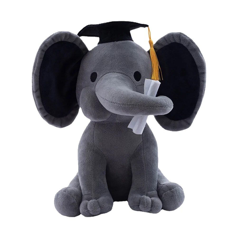 

1pc Cartoon Lovely Elephant Shape Plush Doll Toy Graduation Gift Graduation Doll Toy