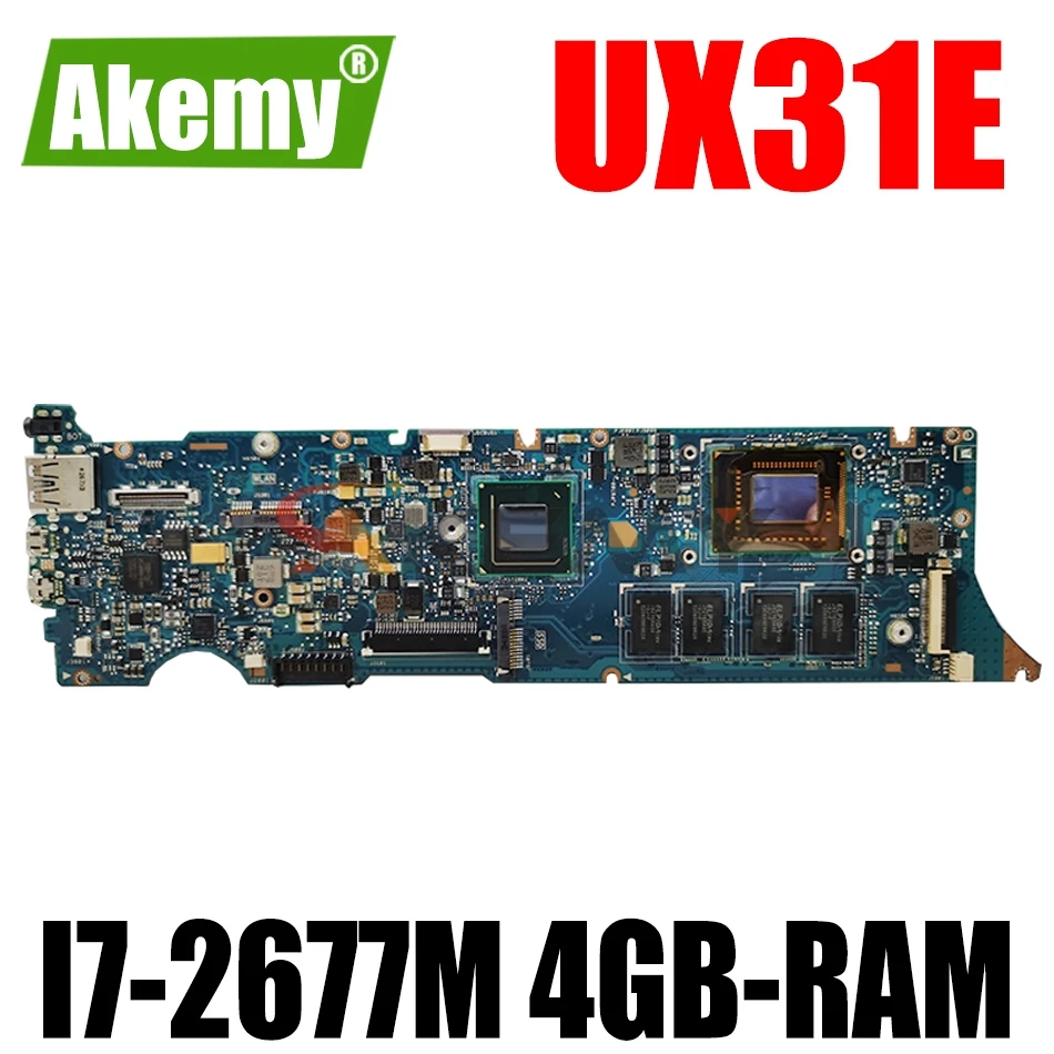 

AKEMY UX31E Laptop Motherboard For ASUS Zenbook UX31E UX31 Original Mainboard 4GB-RAM I7-2677M
