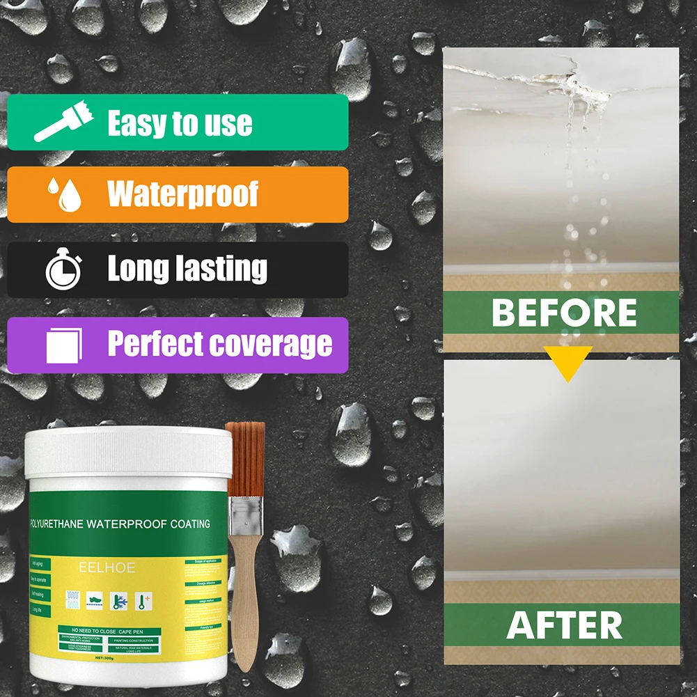 

300G Waterproof Invisible Paste Sealant Mighty Paste Polyurethane Glue With Brush Adhesive Repair Glue For Roof Repair SuperGlue