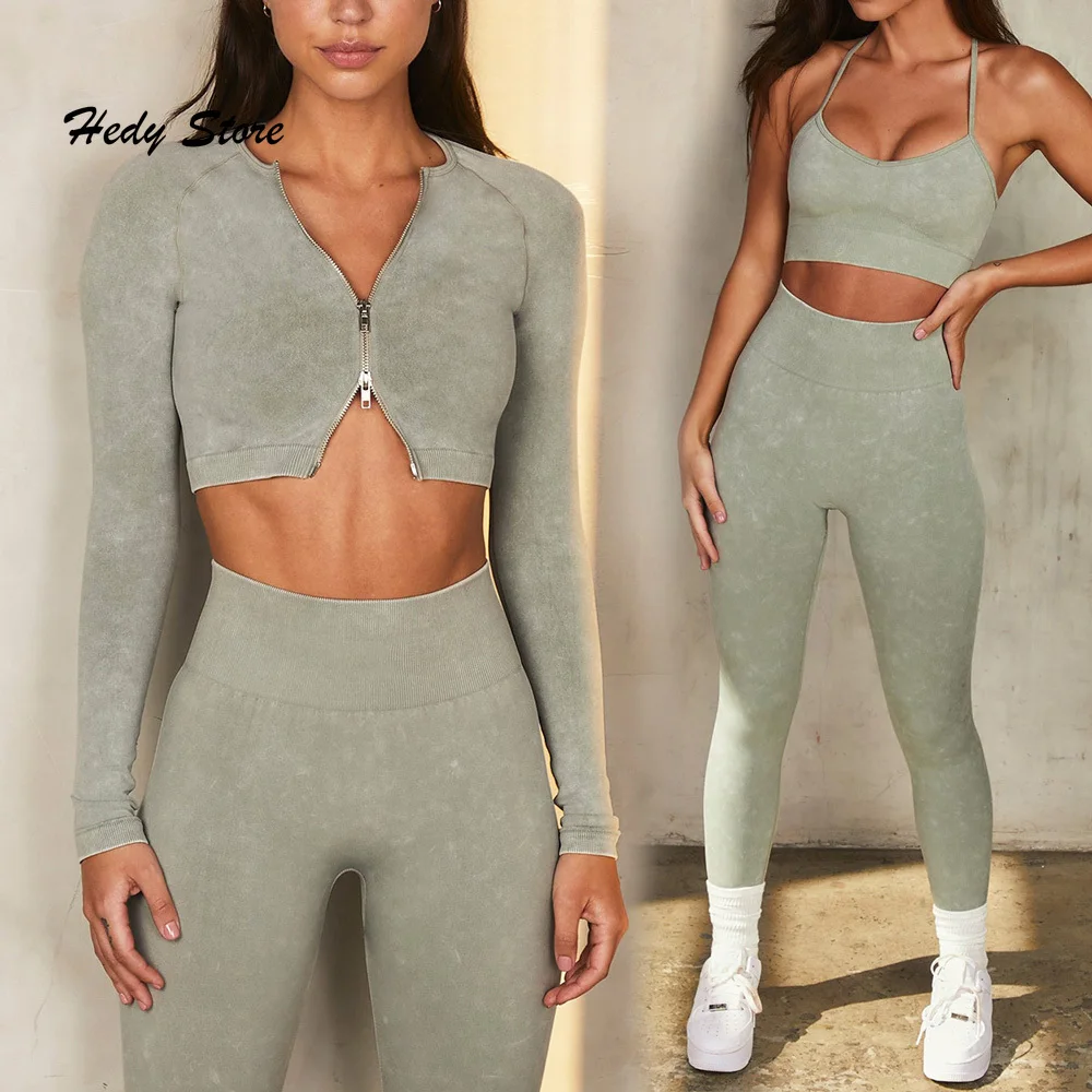 

Sport Set Women Seamless Yoga Set Sports Bra Long Sleeve Crop Top Sports Top Gym Leggings Yoga Shorts Workout Clothes For Women