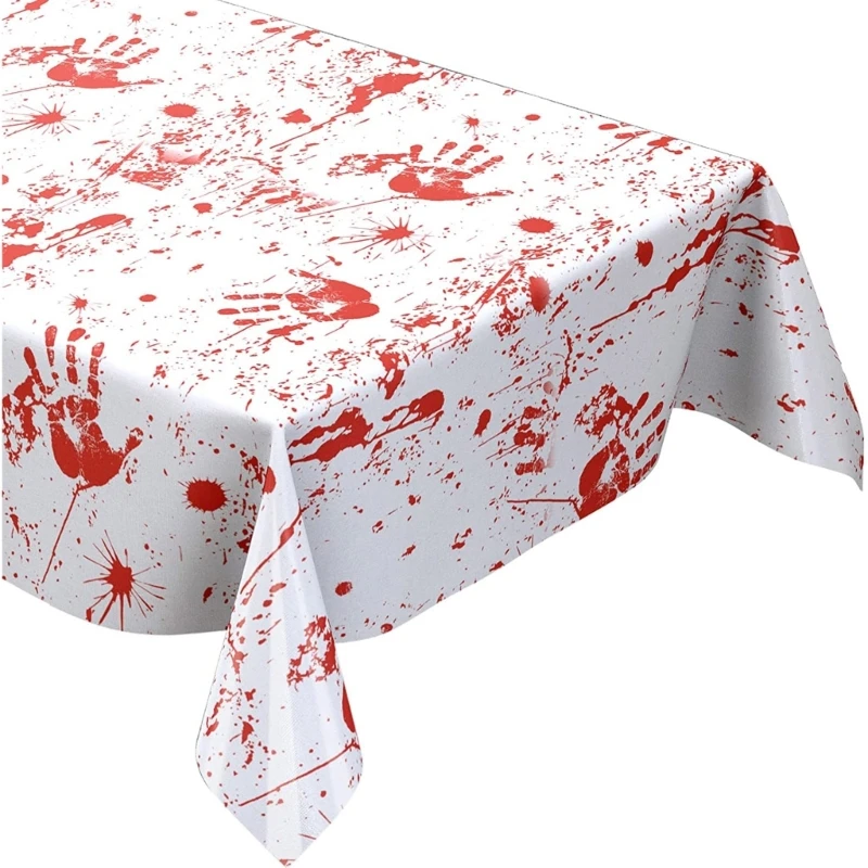 

Halloween Bloody Handprint Tablecloth 51 x 102 Inch Waterproof Plastic Table Covers for Halloween Party Supplies Decor