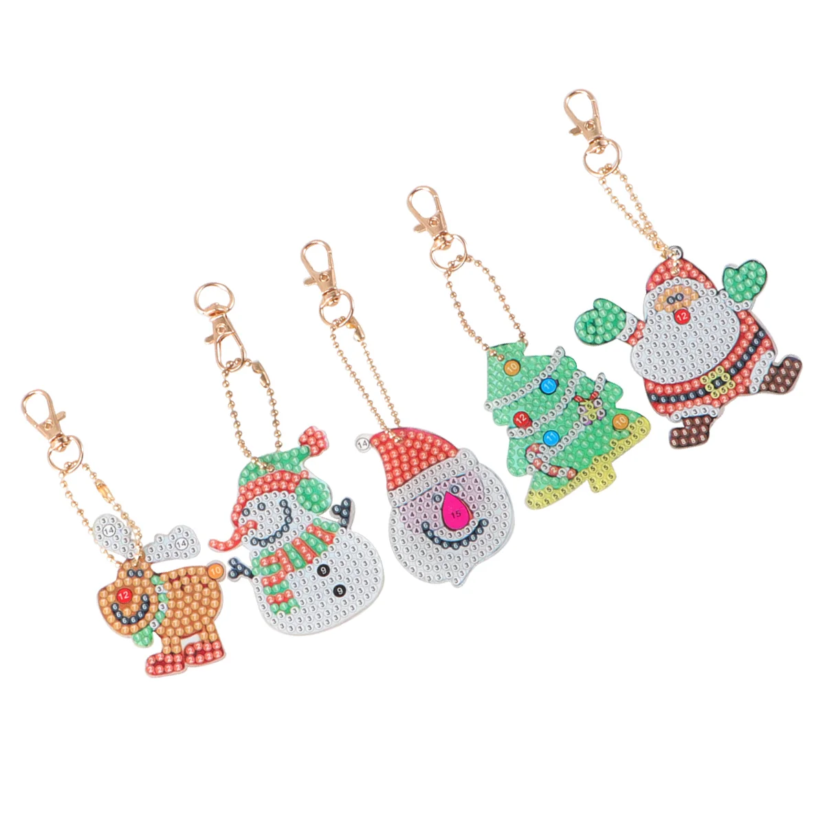 

5pcs Keyring DIY Beautiful Shiny Christmas Pendant Hanging Keychain Bright Keyring for