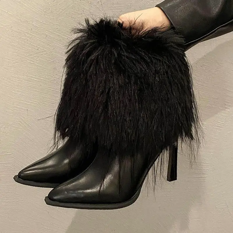 Женские сапоги австралийские пикантные до бедра на высоком каблуке женские