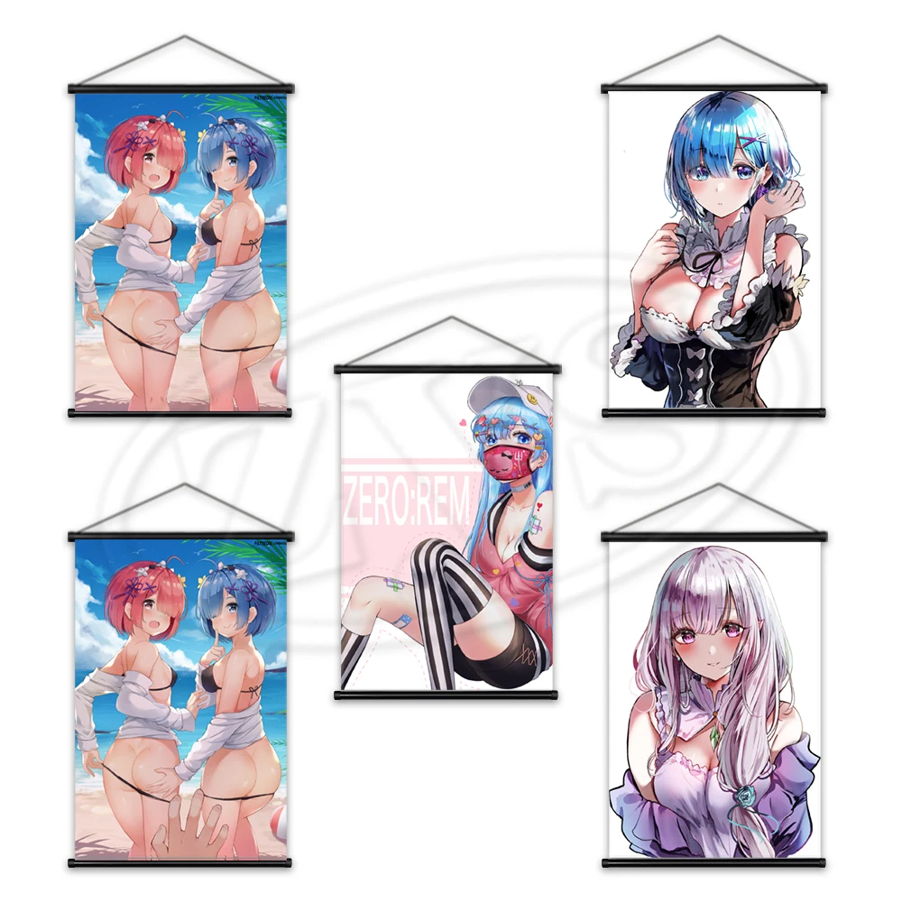 

Re:Zero Висячие свитки Кара хаджимера Эмилия плакаты и печать на стене Картина на холсте живопись роспись домашний декор детской комнаты