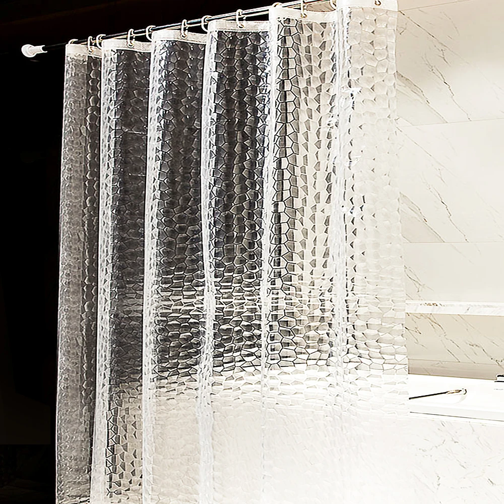 

3D Translucent Shower Curtain Waterproof With Hooks Shower Curtains Bathing Sheer Curtains Home Decoration Bathroom Accessories