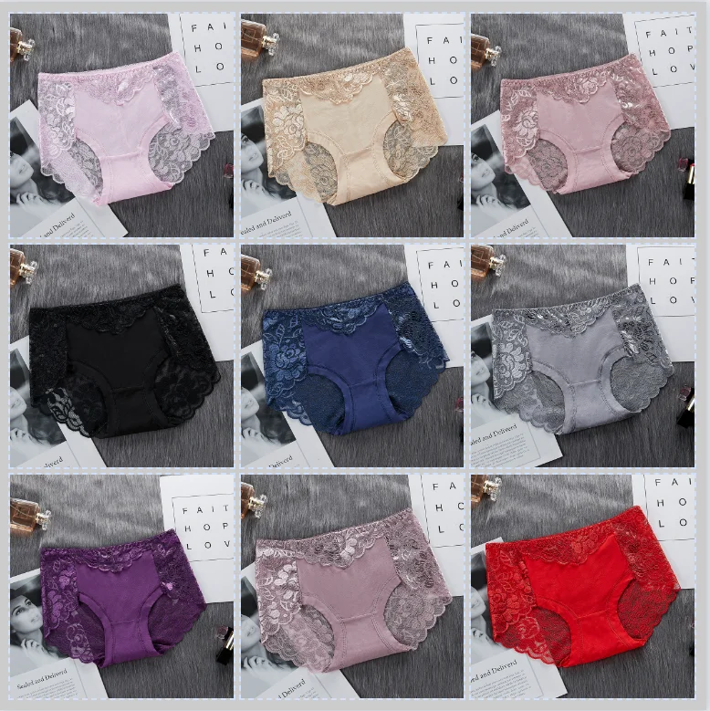 

Large Size Lace Women's Panties High Quality Mid-waist Seamless Buttocks Seamless Transparent Women's Trunks Modal Cotton Cozy