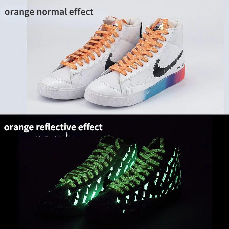 1 Pair Flat Reflective Runner Shoe Laces Safety Luminous Glowing Shoelaces Unisex for Sport Canvas Shoes