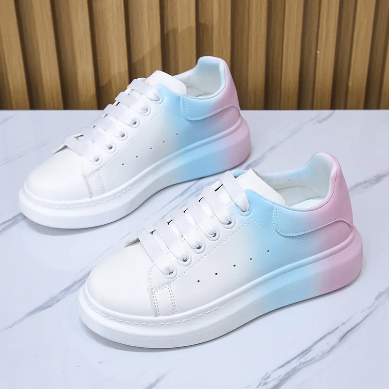 

Brand Casual Shoes Women Sneakers Breathable Platform White Gradient Shoes Flats Thick-soled Casual Vulcanized Shoes Female 2022