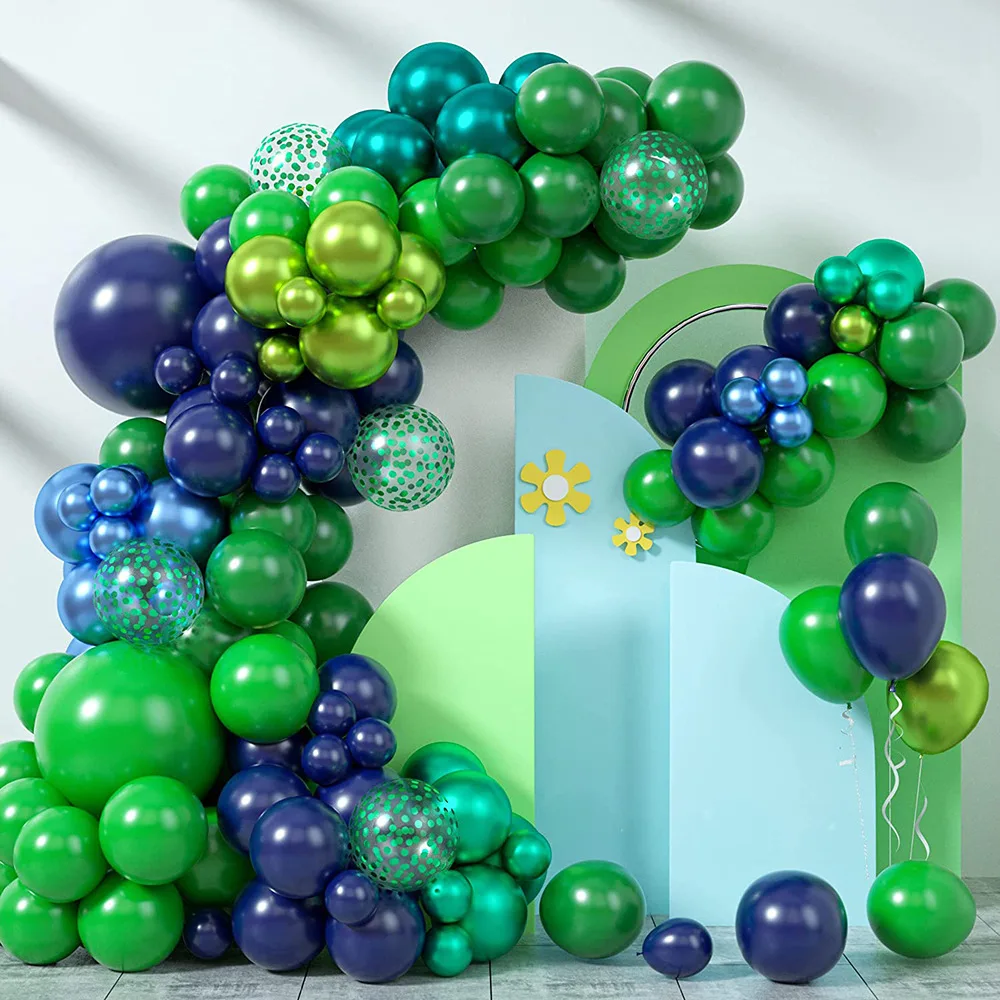 

Чернильная синяя зеленая гирлянда с воздушными шарами, дневные конфетти, Женский декор, детский праздник для будущей мамы, украшение для вы...