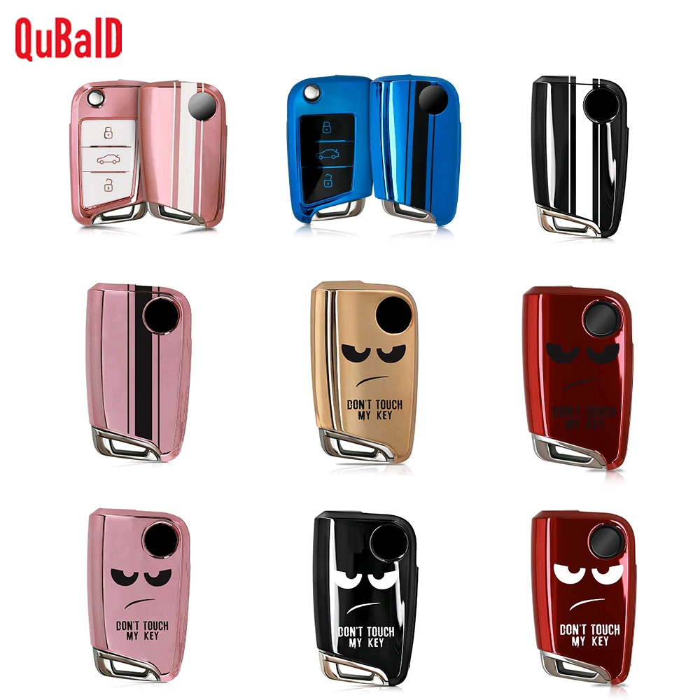 QuBaID TPU Car Key Shell Fob Protective Cover Suitable For VW Golf7 Lamando Teramont Lavida Multi Stripes and Patterns