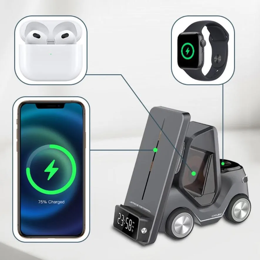 Fast Charging Rgb Wireless Charger For Iphone 14 13 Dock Station For Apple Watch S8 Airpods Pro Led Digital Holder