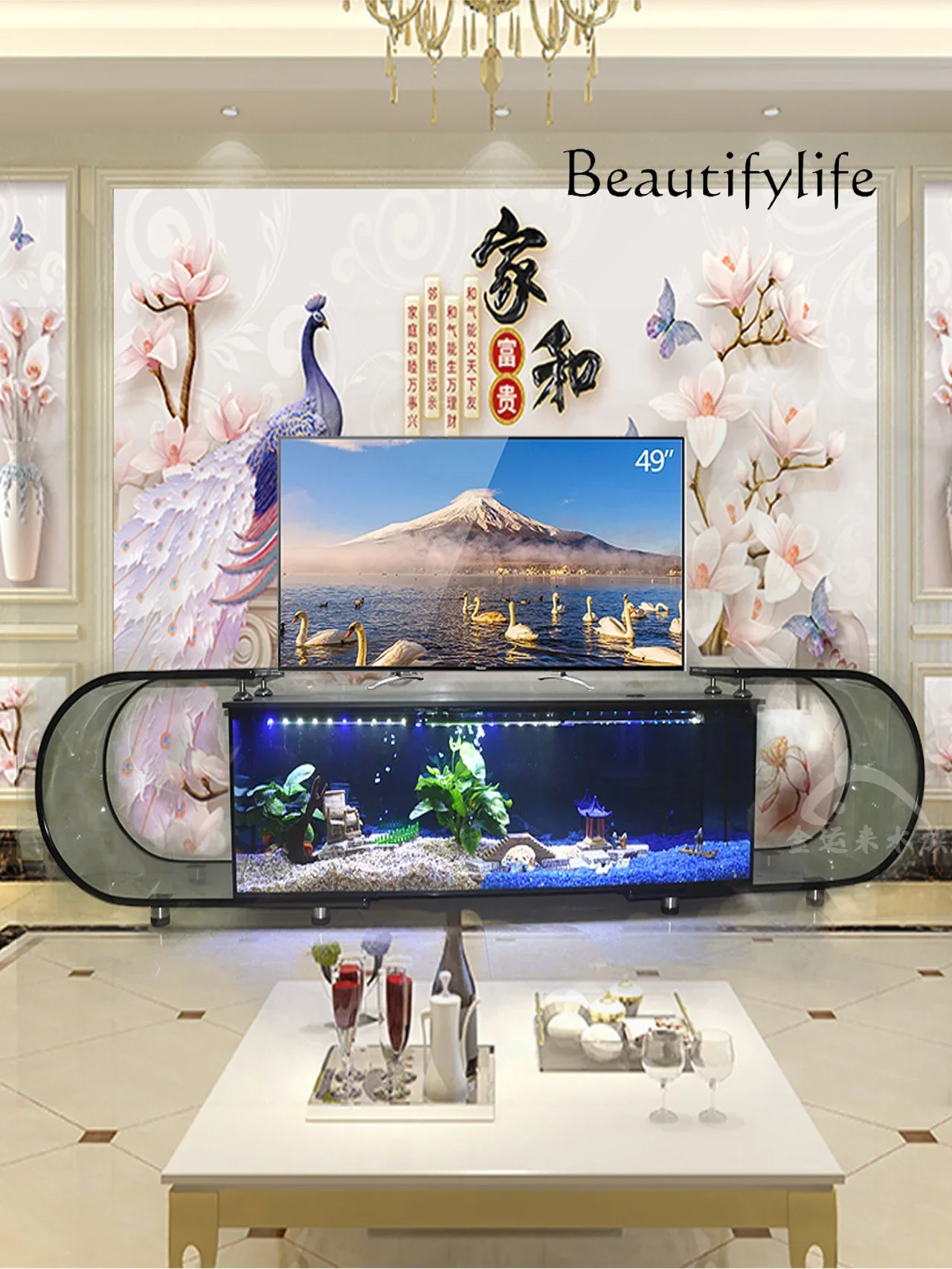 N ТВ-шкаф для аквариума домашний фон гостиной экологический супер белый большой