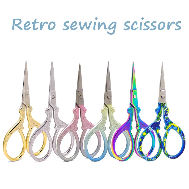 

Sharp Stainless Steel Scissors Printing Pink Mini DIY Craft Scissors Fabric Cutting Professional Sewing Scissors Office Supplies