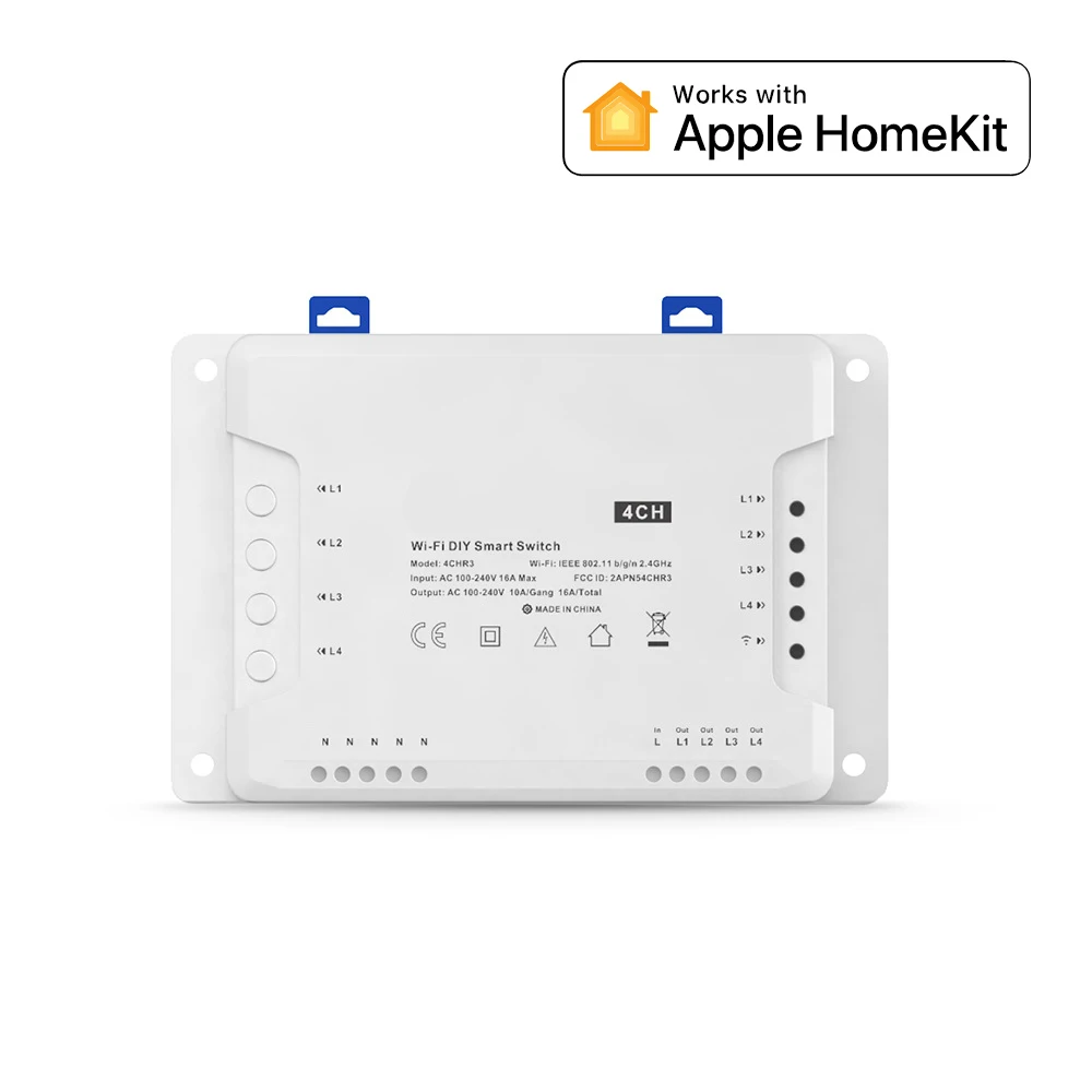 

Smart WiFi 4 Channel Relay Switch Module Compatible With Apple HomeKit