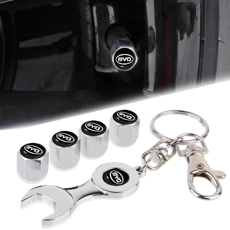 

Car Tire Valve Caps With Wheel Tool Wrench Keychain for BYD F3 I3 F0 F6 S6 S8 E5 E6 G3 G6 L3 S7 M6 Tang Song Qing Yuan Max