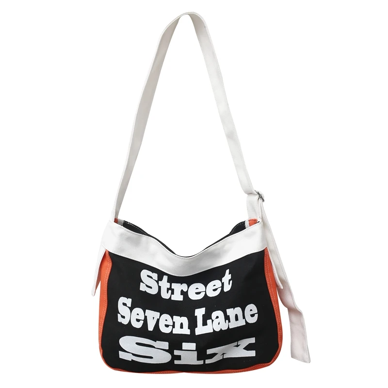 

Canvas Diagonal Cross Bag Youth Trend Fashion Casual Version Ladies Large Capacity Shoulder Bag Big Letter Women Messenger Bags