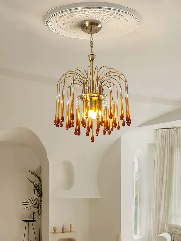 

Люстра для гостиной во французском стиле Lux, лампа в стиле ретро, креативная в форме капли воды, для столовой и спальни, выбор интернет-знаменитостей