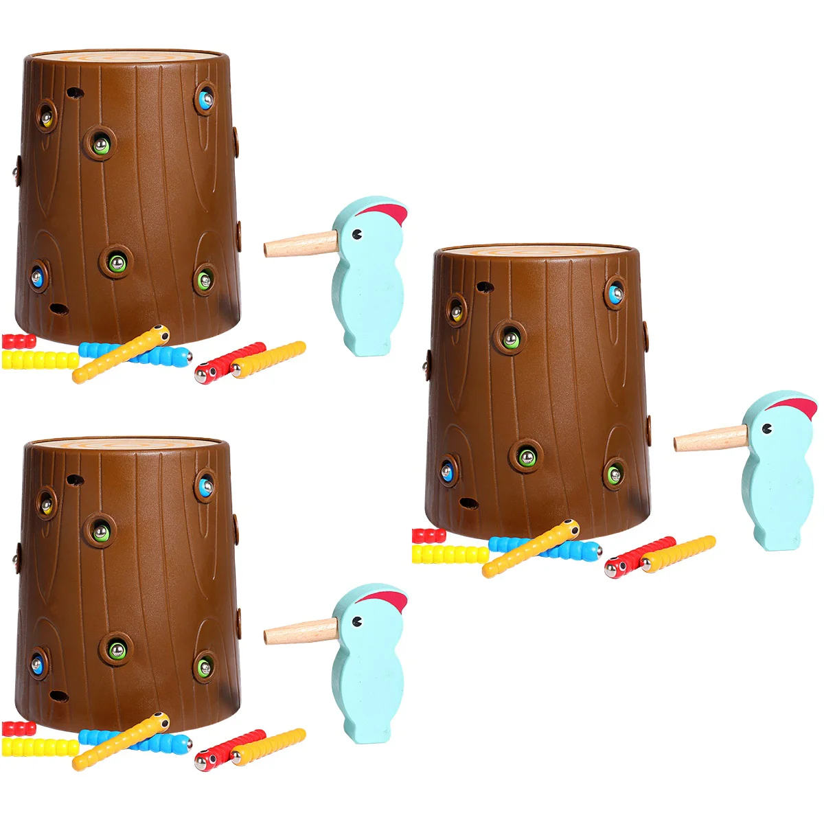 

3 Sets of Woodpecker Catching Worms Catching Game Sets Baby Educational