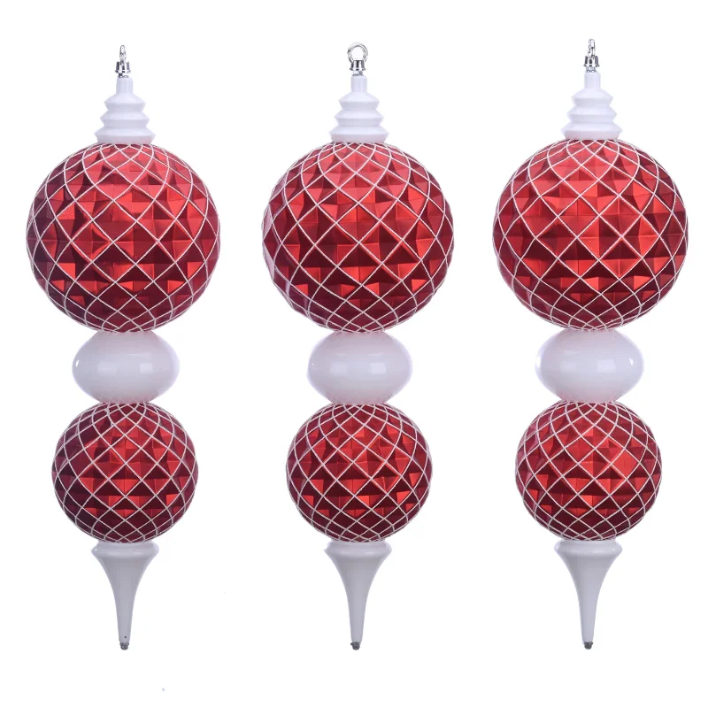 Holiday Time Gold & Silver 3-Count 24-Inch Jumbo Shatterproof Finial Christmas Ornaments Christmas Décor New Year Family