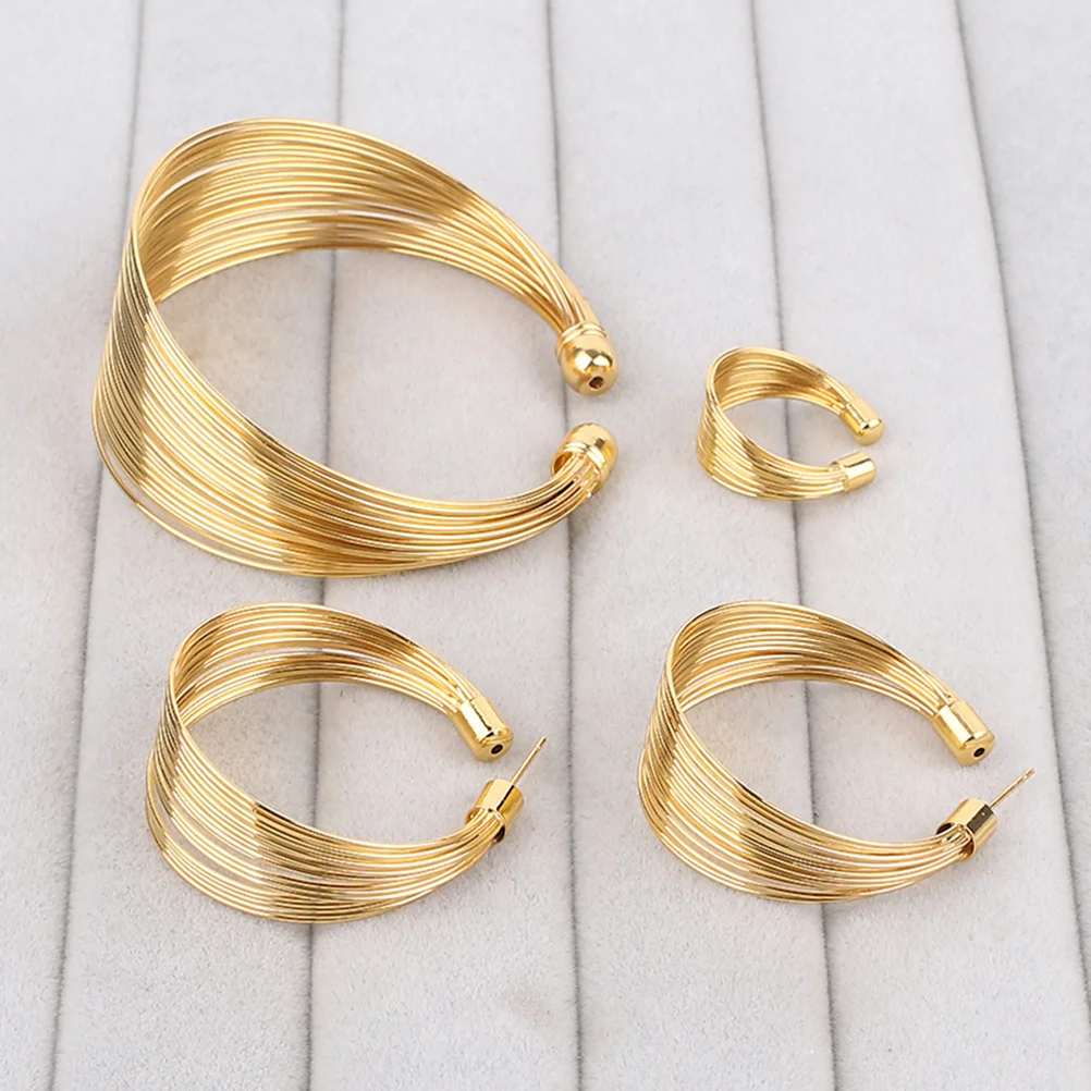 Национальные свадебные серьги браслеты из желтого золота для свадебного